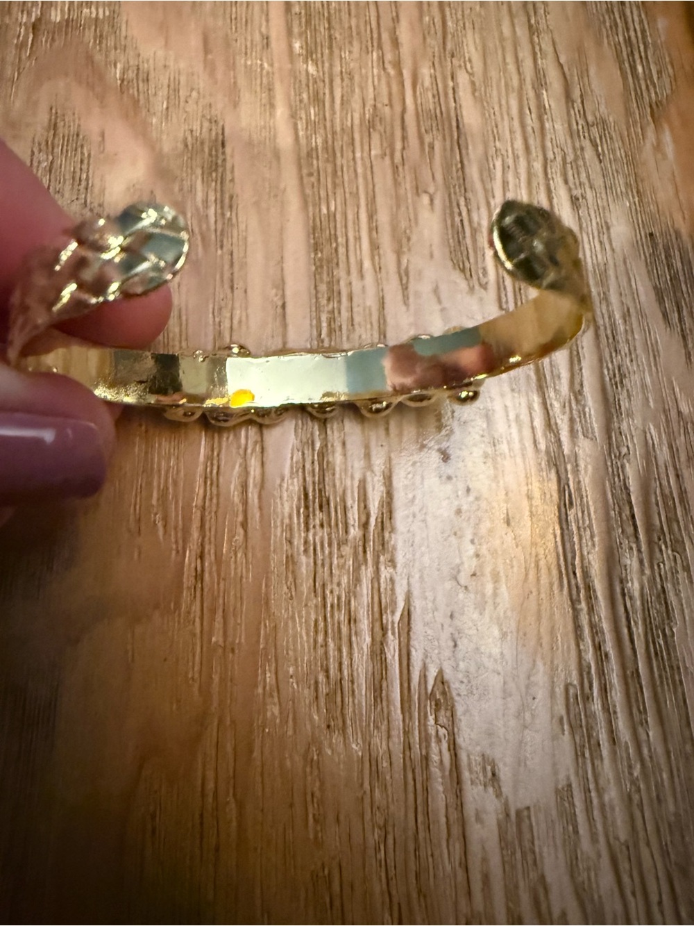 Gold Vermil Multi-Gem Stone Cuff Bracelet - Pink, Green, Blue art to wear - Picture 4 of 6